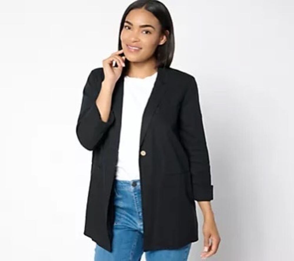 🟢 Last Chance Peace Love World Black Linen Blend Blazer XXS Relaxed Fit Work